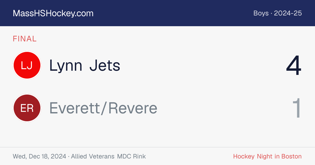Lynn Jets at Everett/Revere score card