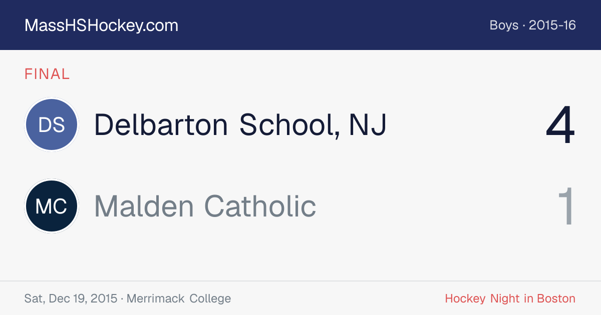 Delbarton School, NJ at Malden Catholic score card