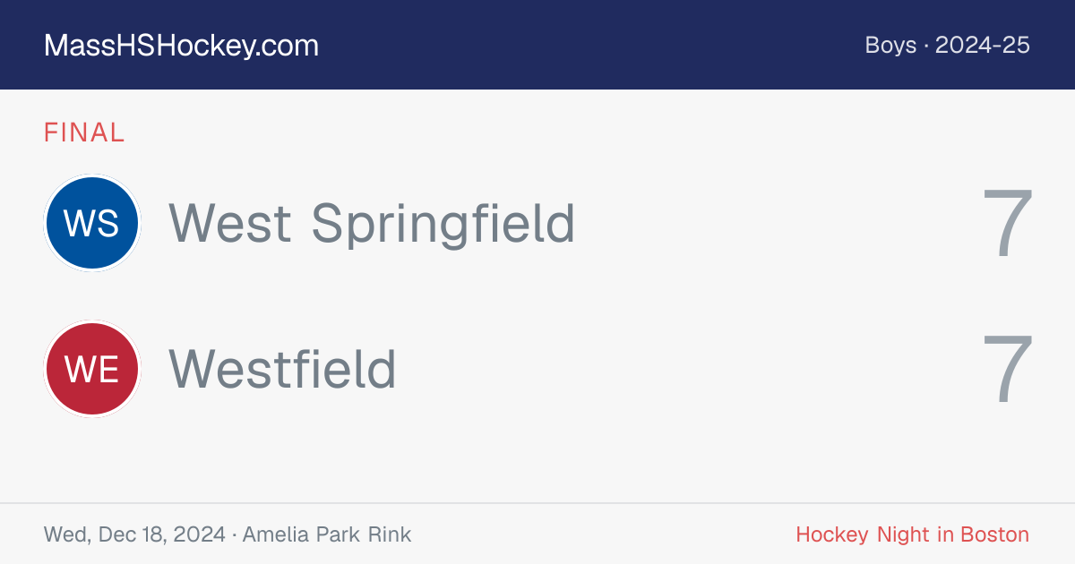 West Springfield at Westfield score card
