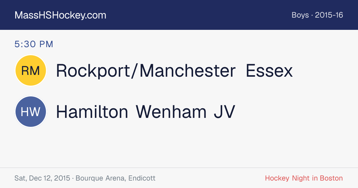 Rockport/Manchester Essex at Hamilton Wenham JV score card