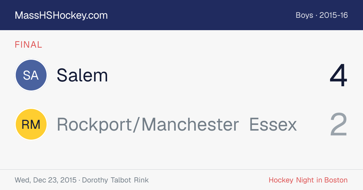 Salem at Rockport/Manchester Essex score card