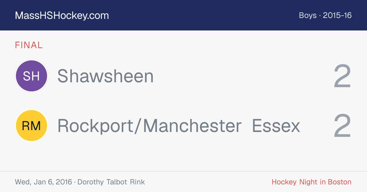 Shawsheen at Rockport/Manchester Essex score card