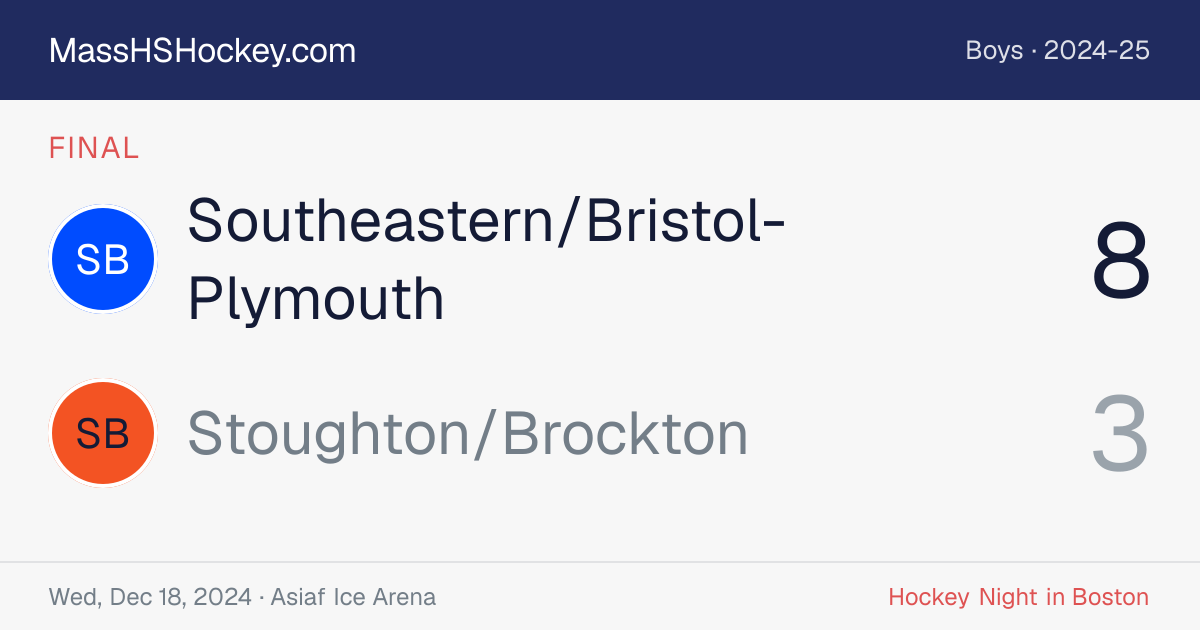 Southeastern/Bristol-Plymouth at Stoughton/Brockton score card
