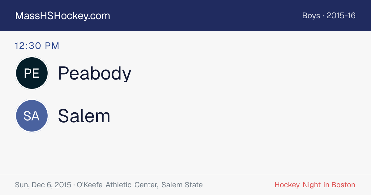 Peabody at Salem score card
