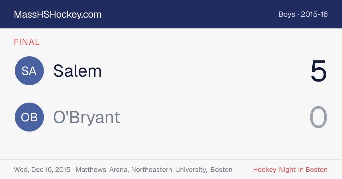 Salem at O'Bryant score card