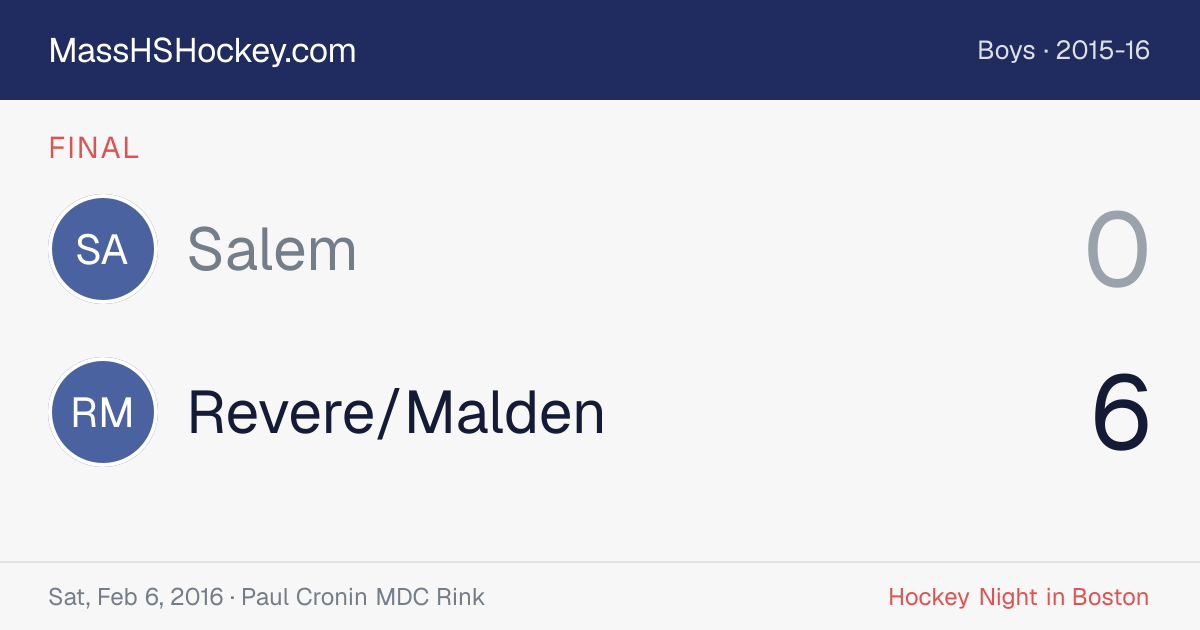 Salem at Revere/Malden score card