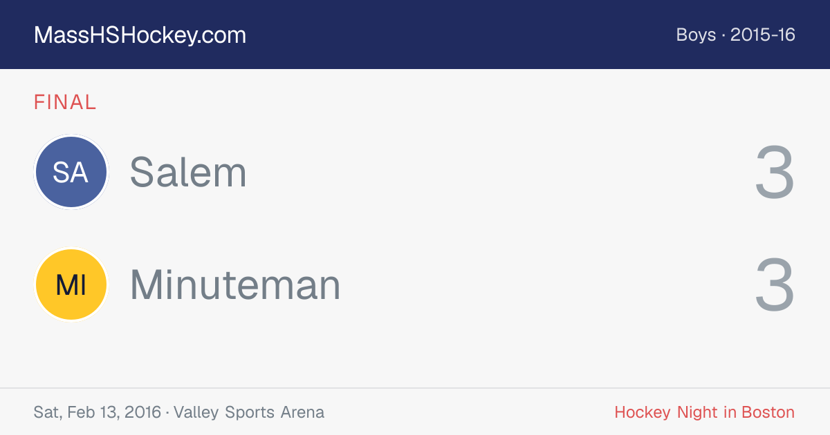 Salem at Minuteman score card