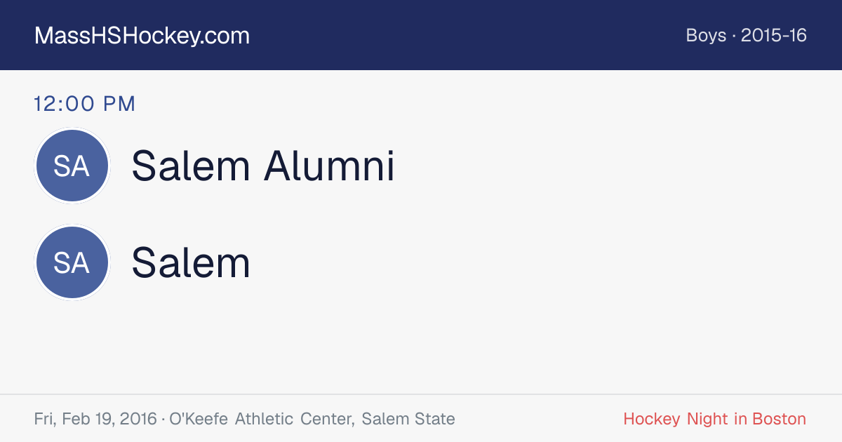 Salem Alumni at Salem score card