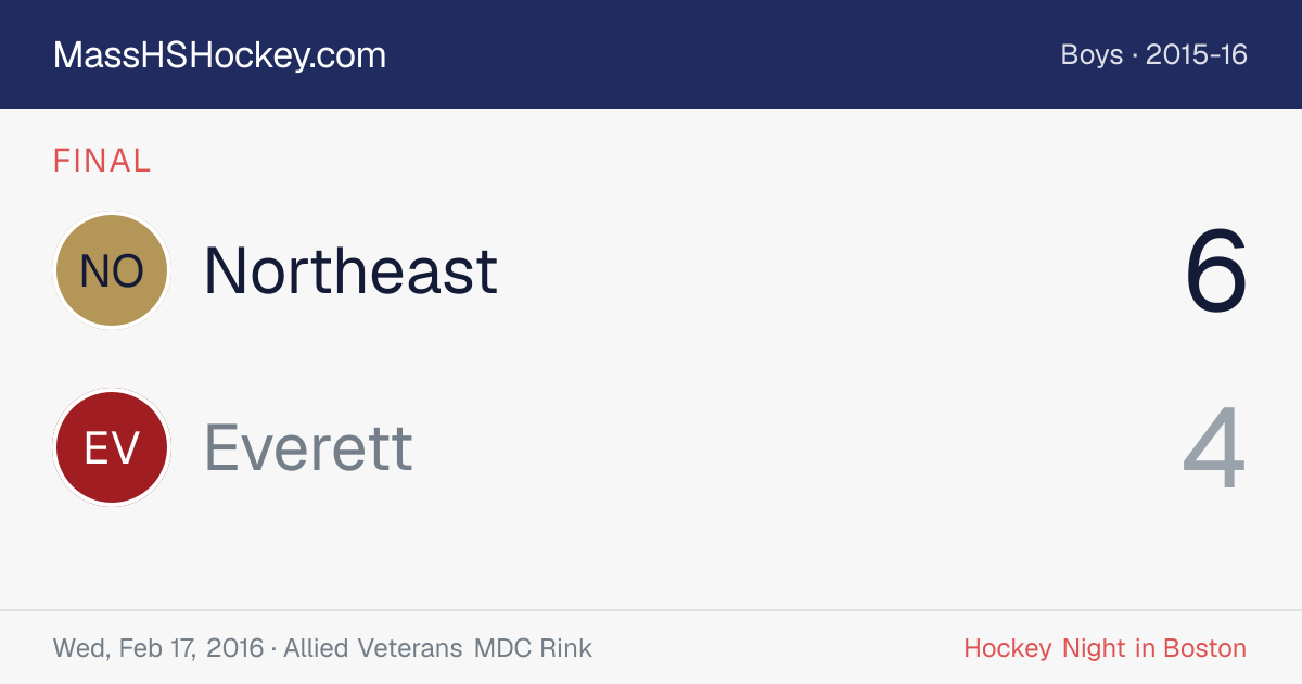Northeast at Everett score card