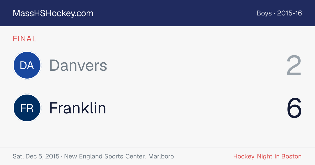 Danvers at Franklin score card