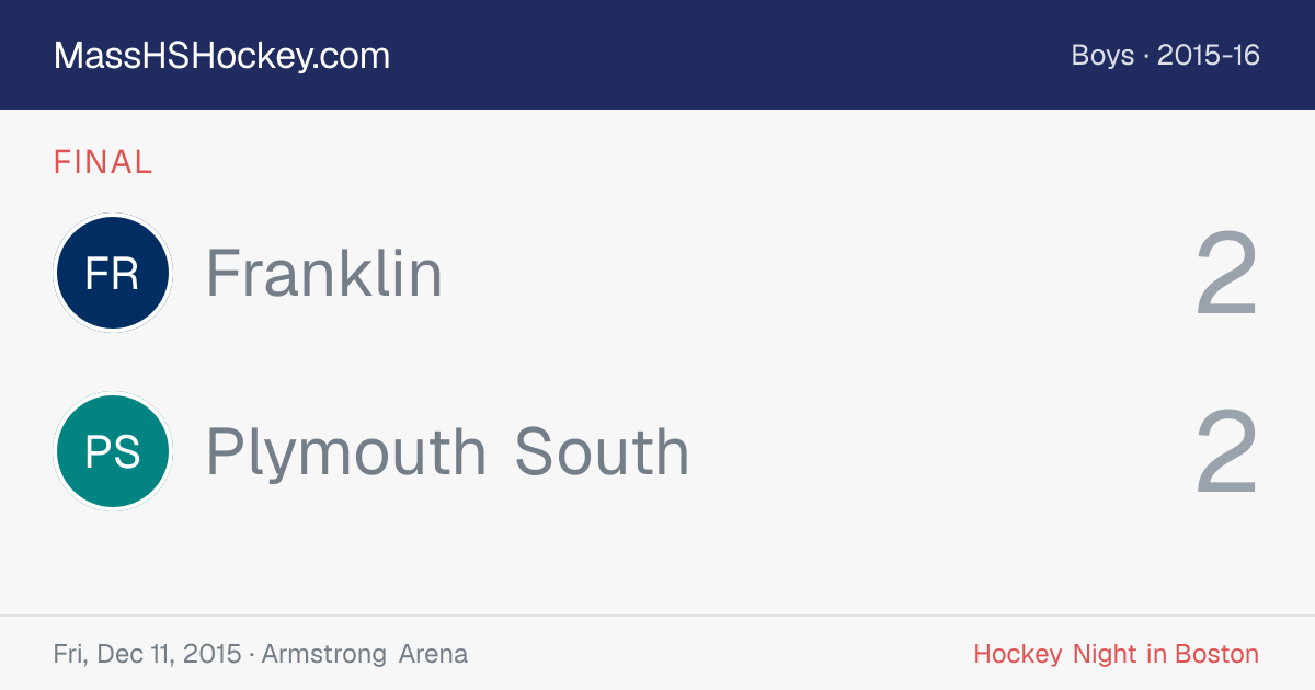 Franklin at Plymouth South score card