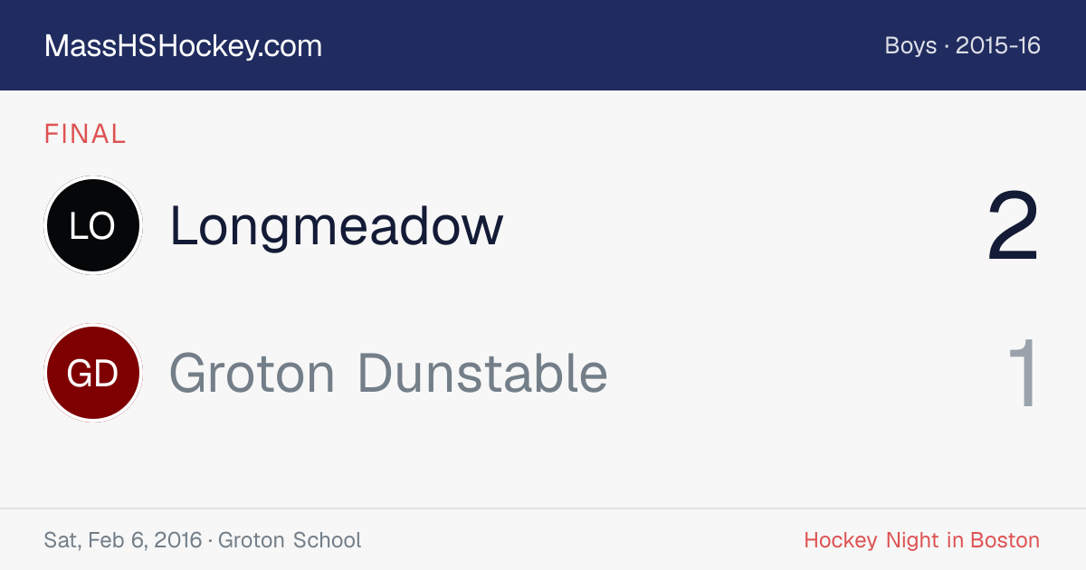 Longmeadow at Groton Dunstable score card