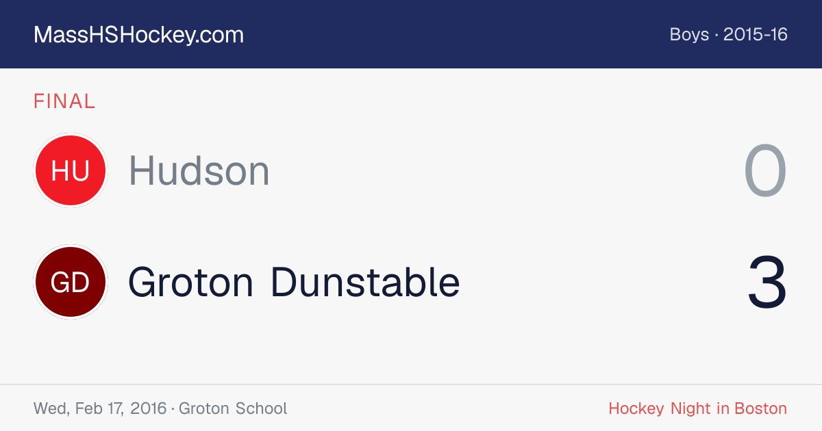 Hudson at Groton Dunstable score card