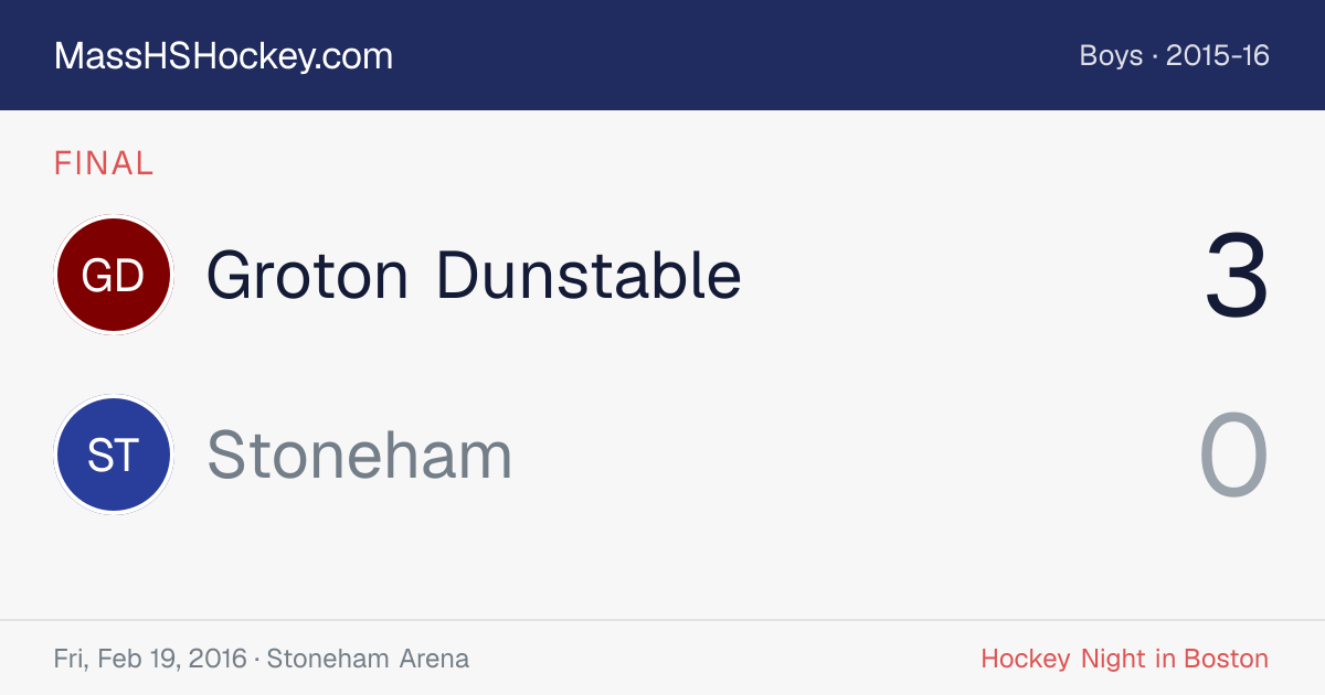Groton Dunstable at Stoneham score card