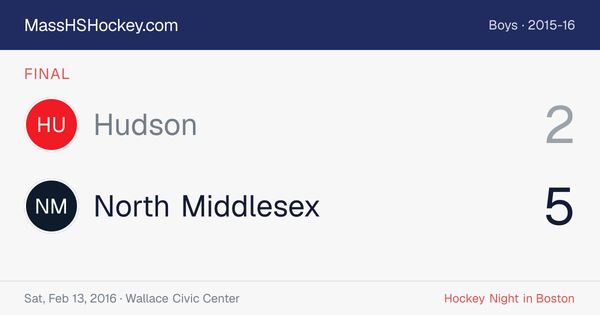 Hudson at North Middlesex score card