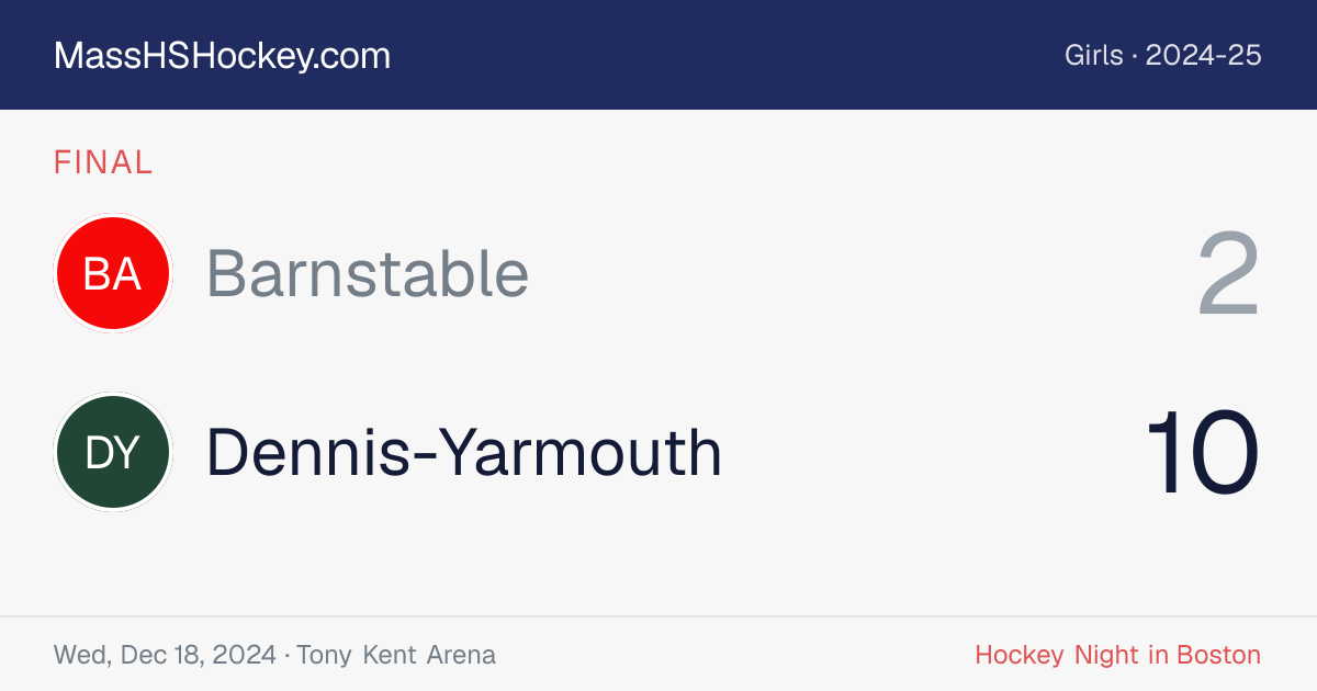 Barnstable at Dennis-Yarmouth score card