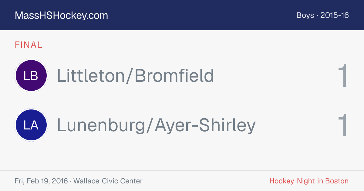 Littleton/Bromfield at Lunenburg/Ayer-Shirley score card