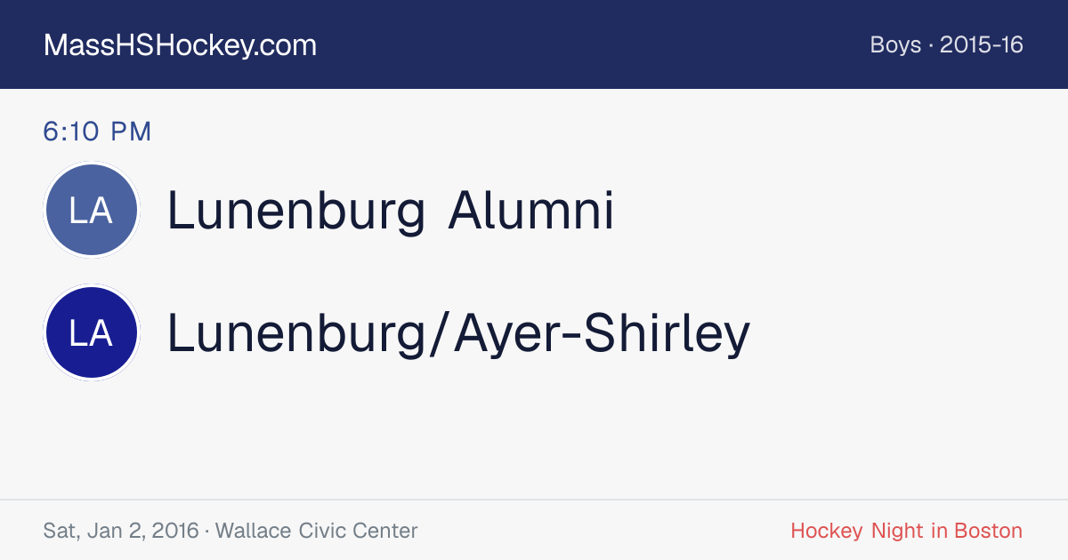 Lunenburg Alumni at Lunenburg/Ayer-Shirley score card