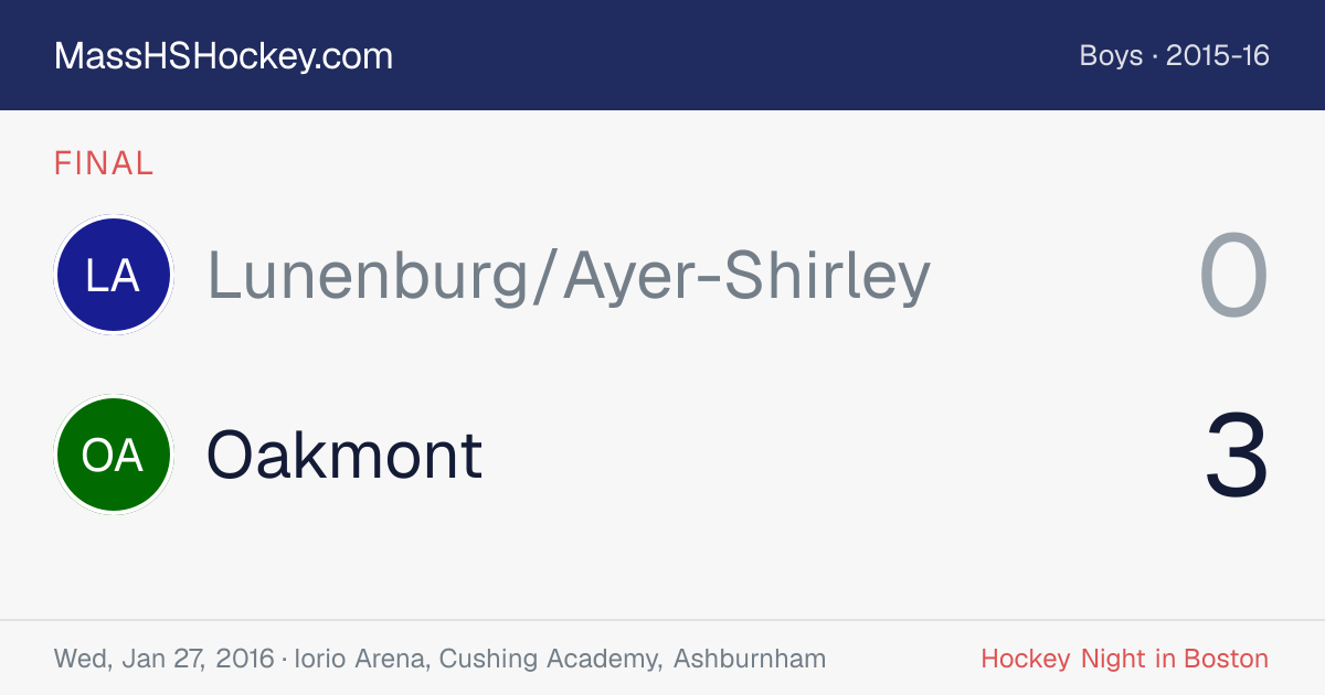 Lunenburg/Ayer-Shirley at Oakmont score card