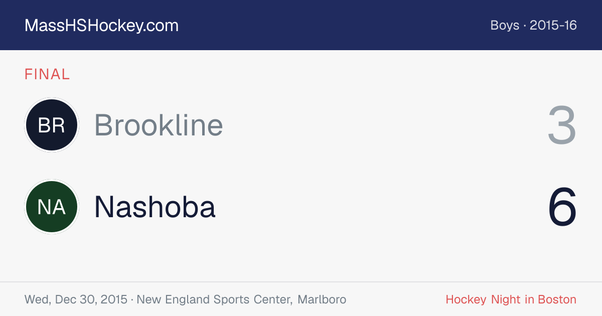 Brookline at Nashoba score card