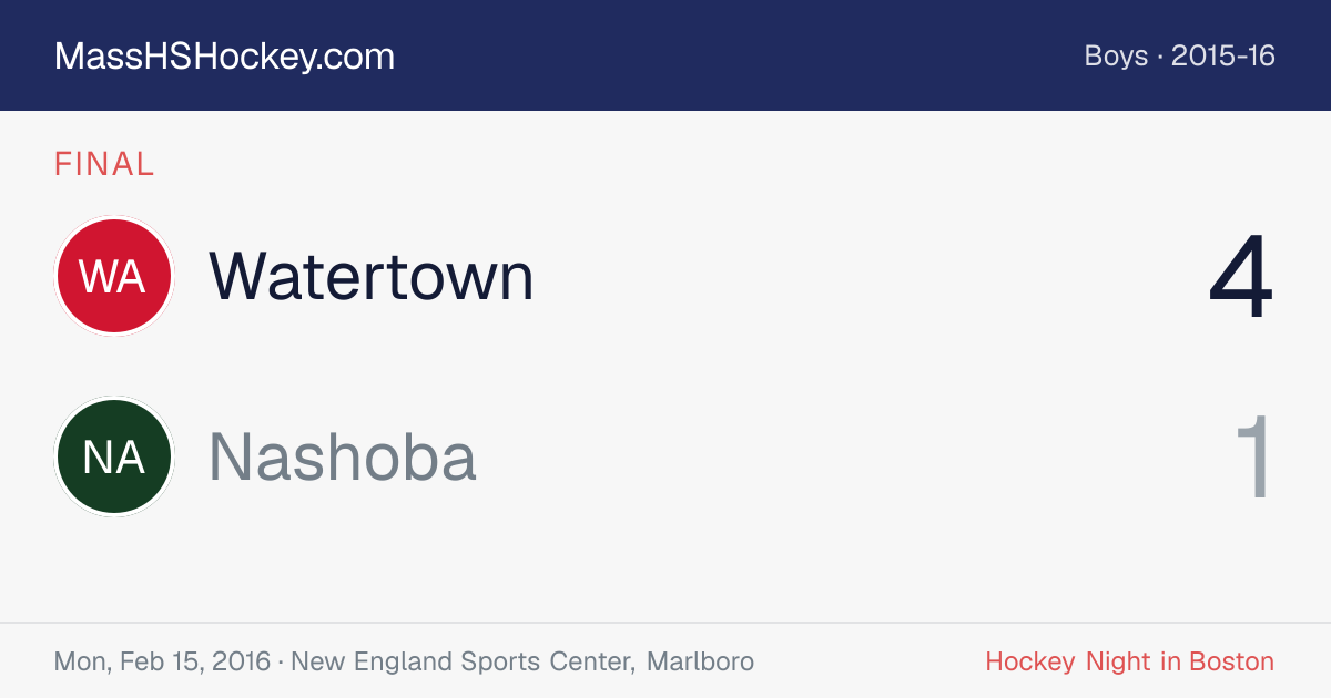 Watertown at Nashoba score card