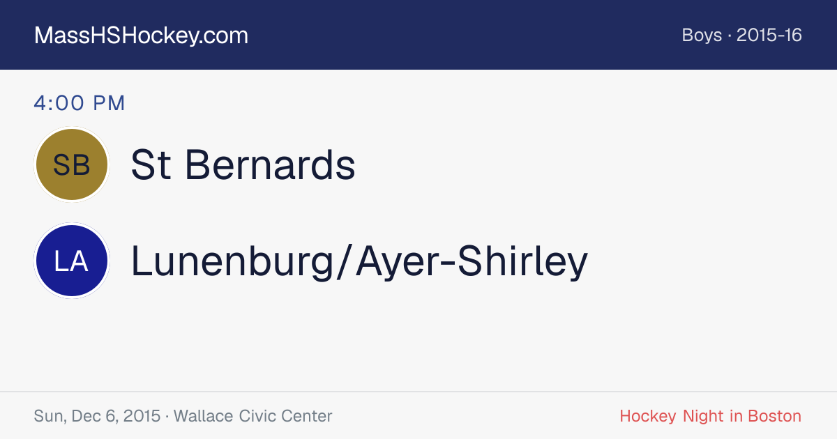 St Bernards at Lunenburg/Ayer-Shirley score card