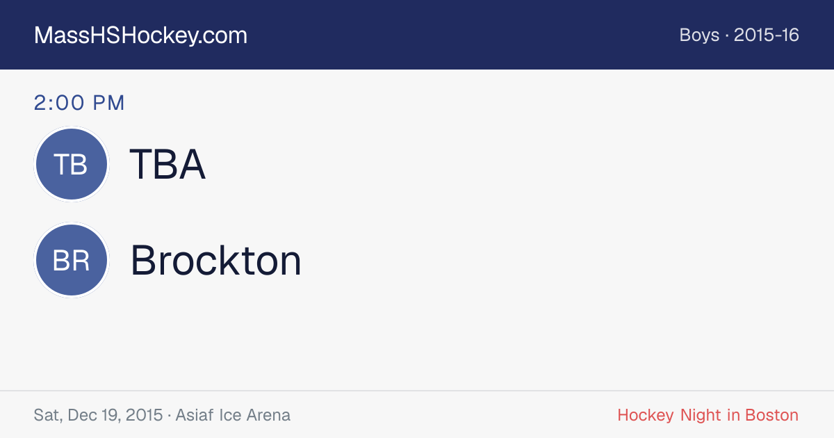 TBA at Brockton score card