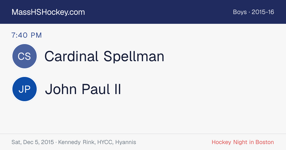 Cardinal Spellman at John Paul II score card