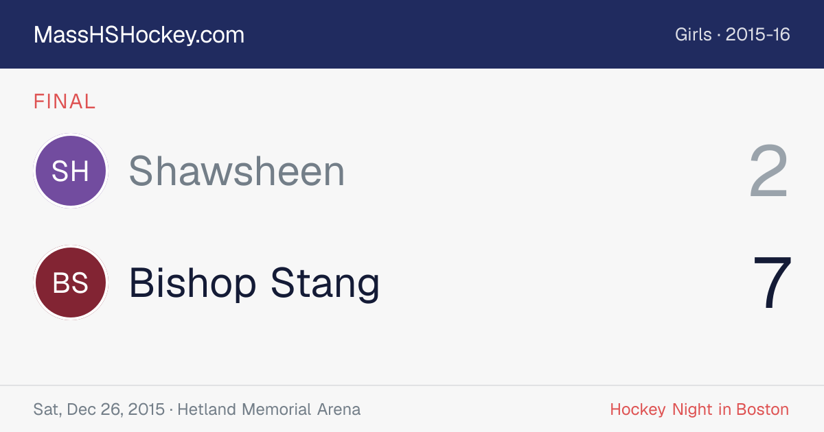 Shawsheen at Bishop Stang score card