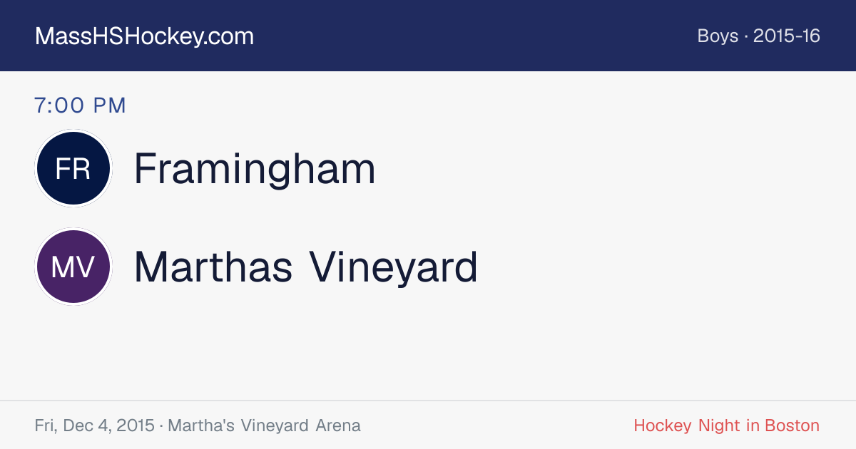 Framingham at Marthas Vineyard score card