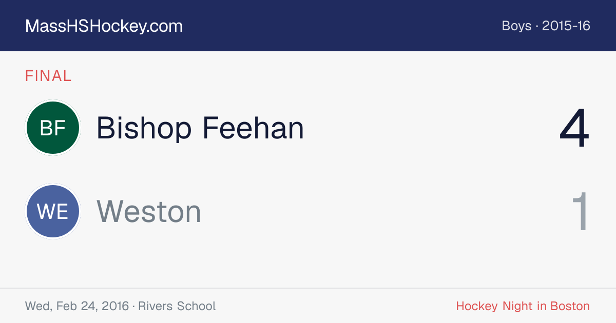 Bishop Feehan at Weston score card