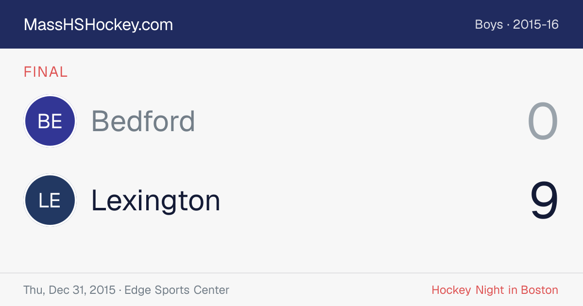 Bedford at Lexington score card