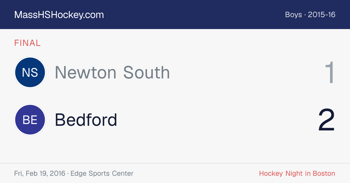 Newton South at Bedford score card