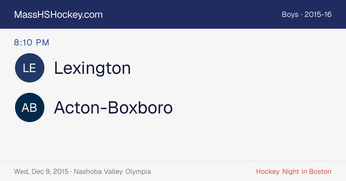 Lexington at Acton-Boxboro score card
