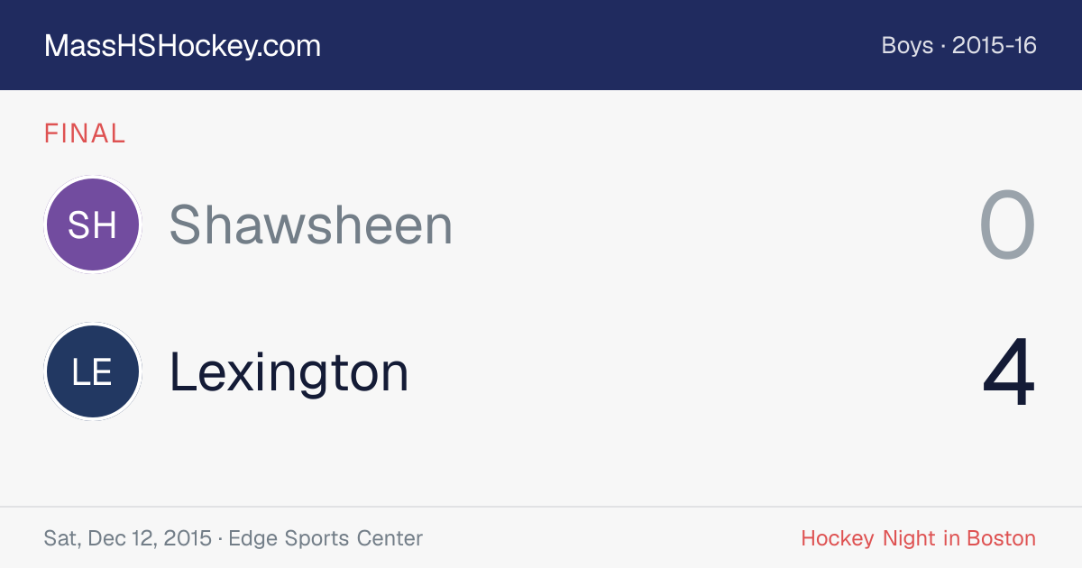 Shawsheen at Lexington score card