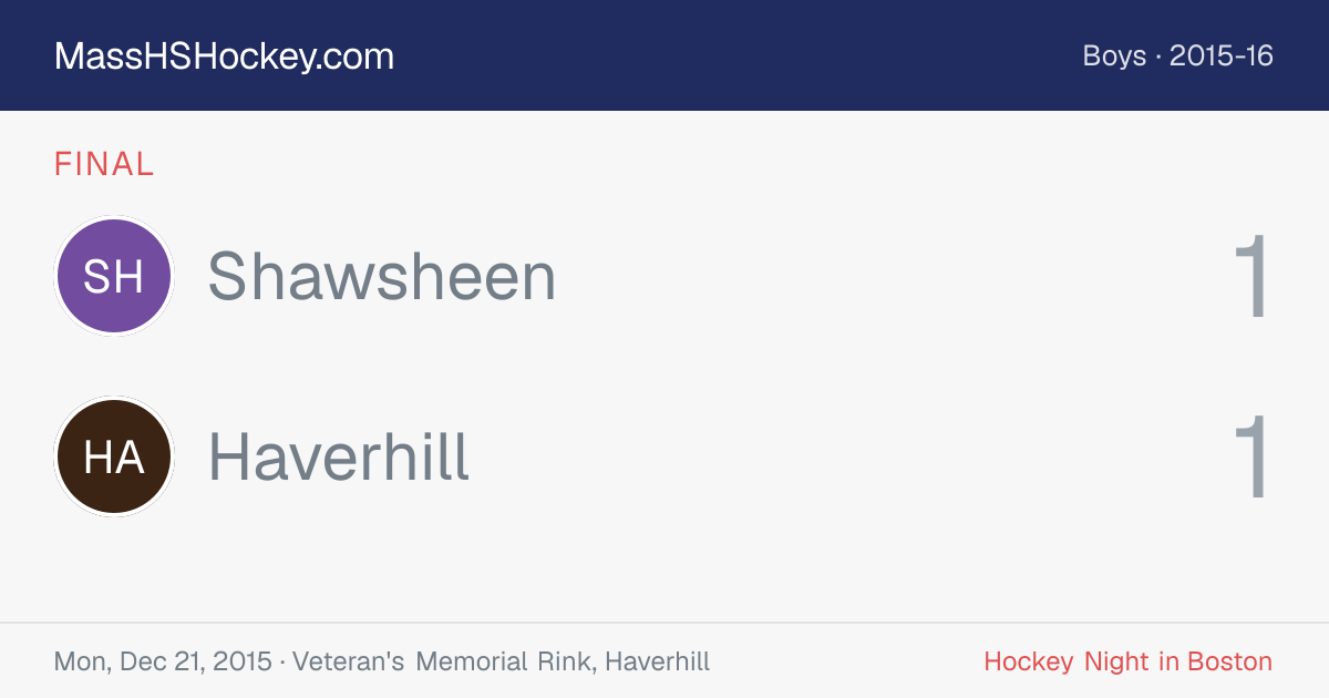 Shawsheen at Haverhill score card