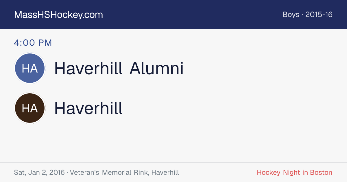 Haverhill Alumni at Haverhill score card