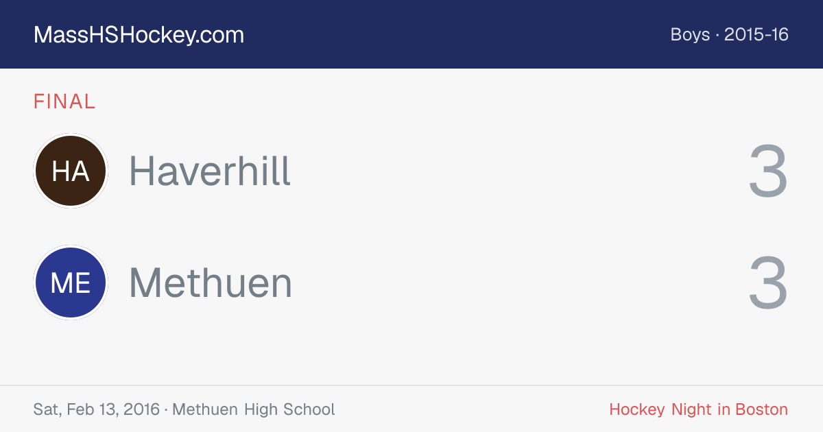 Haverhill at Methuen score card