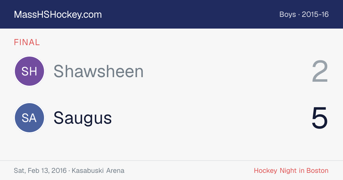 Shawsheen at Saugus score card
