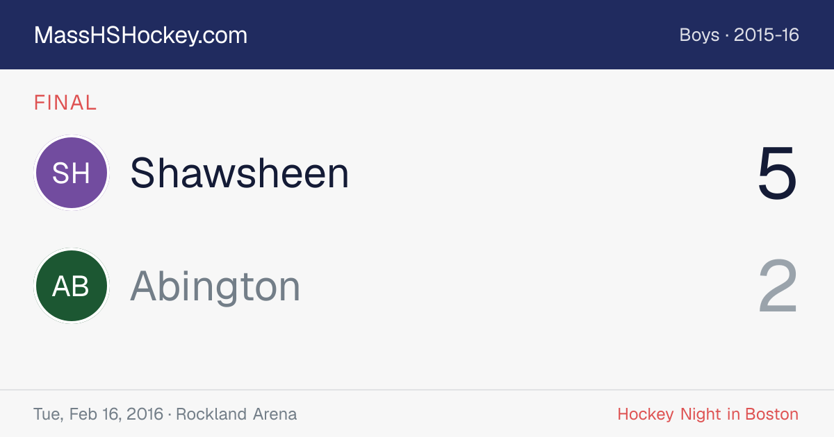 Shawsheen at Abington score card