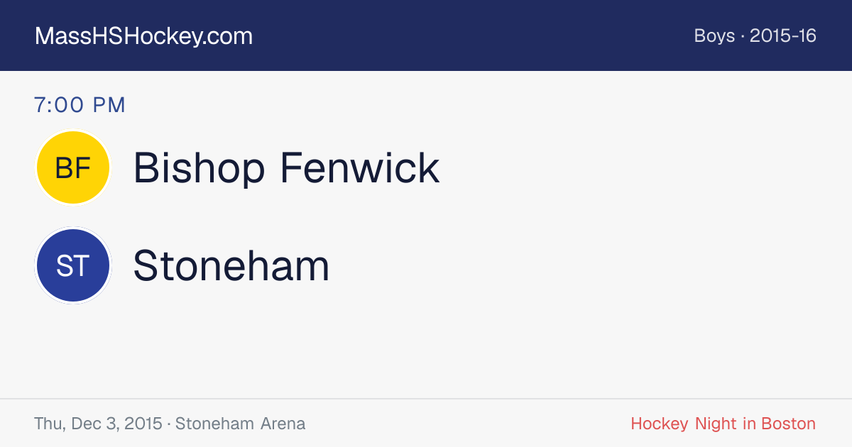 Bishop Fenwick at Stoneham score card