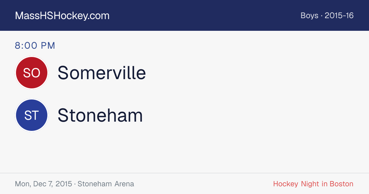 Somerville at Stoneham score card