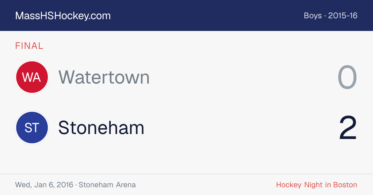 Watertown at Stoneham score card