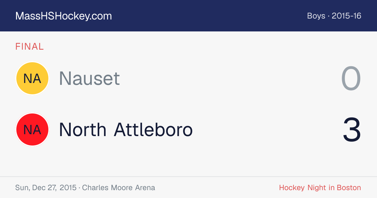 Nauset at North Attleboro score card