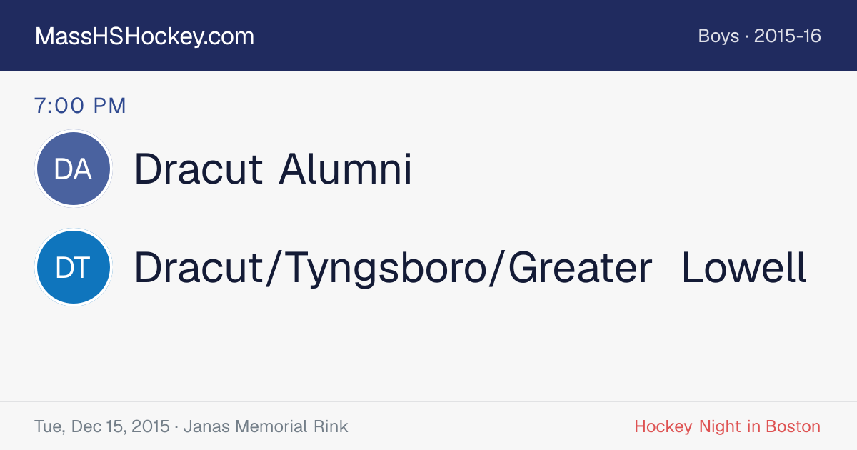 Dracut Alumni at Dracut/Tyngsboro/Greater Lowell score card