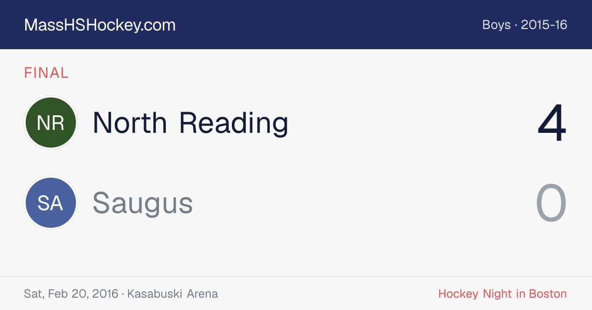 North Reading at Saugus score card