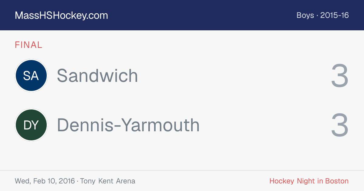 Sandwich at Dennis-Yarmouth score card