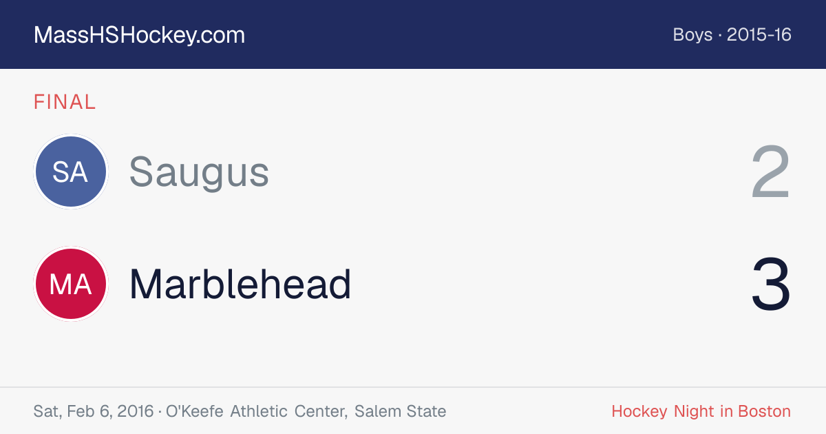 Saugus at Marblehead score card