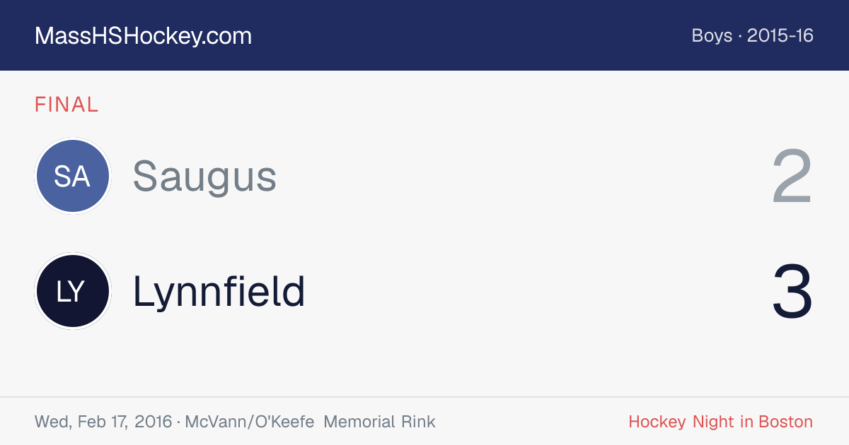 Saugus at Lynnfield score card