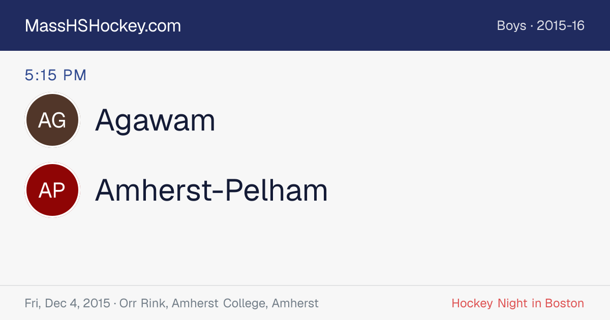Agawam at Amherst-Pelham score card